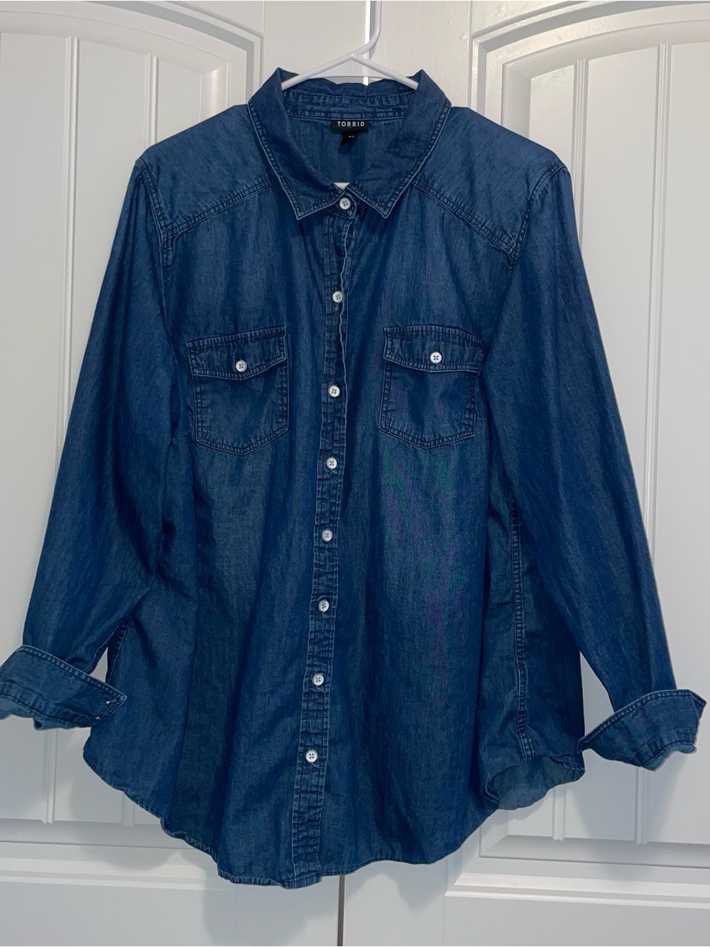 torrid Dark Blue Denim Button-Up Shirt